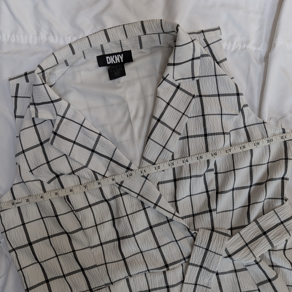 DKNY White Windowpane Plaid Blazer Dress